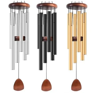 Carillons Éoliens 26" en Aluminium avec Étiquette en Bois