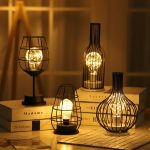 Lampe LED Cage en Fer Intérieure – Lumière de Table Décorative