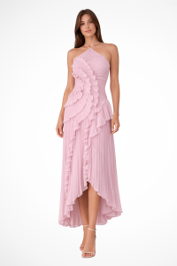 Robe Maxi Femme Dos Nu Col Halter Volants Été