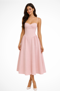 Robe Midi Femme Corset Élégante Invité Mariage
