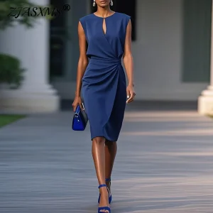 Robe Femme Rétro Col Rond Dentelle Taille Haute