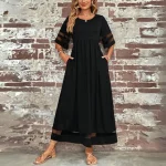 Robe Femme Été Décontractée Dentelle Col Rond Poches