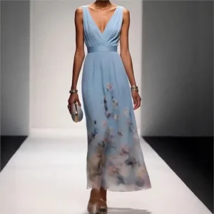 Robe Femme Été Florale Col V Profond Volants