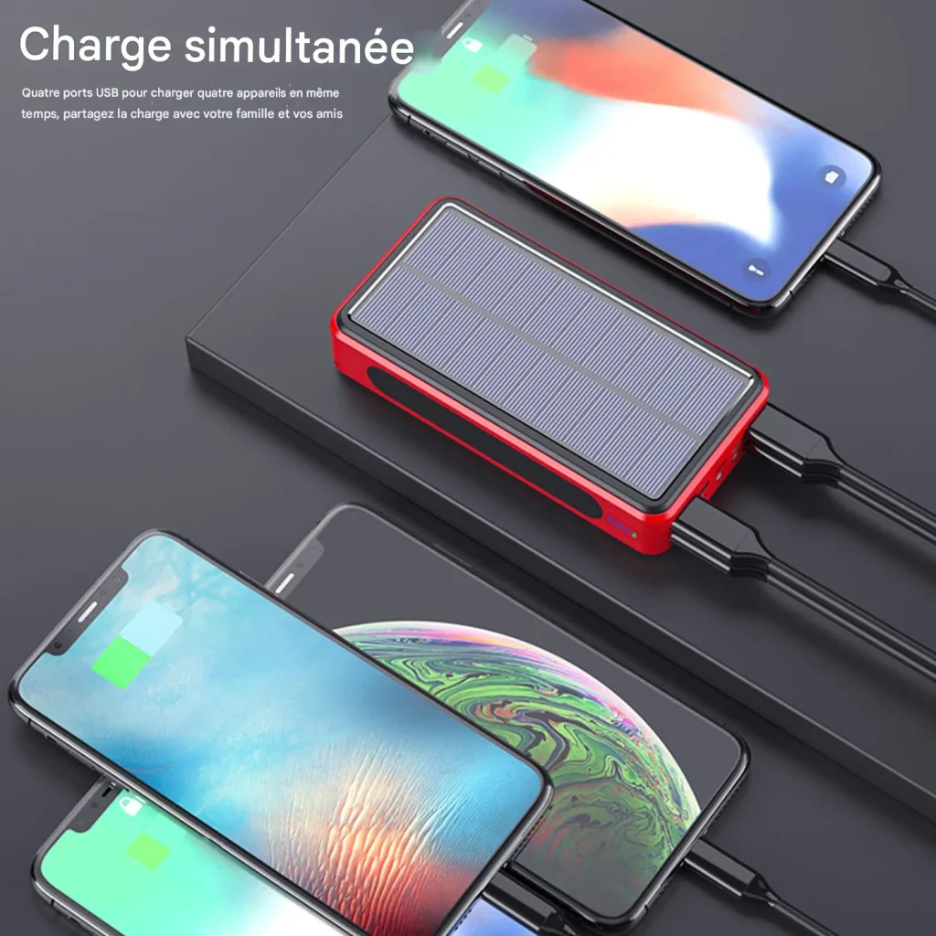 Power Bank Solaire 50000mAh Charge Rapide LED