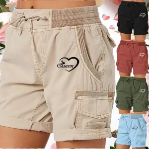 Short Femme Taille Haute Imprimé Été Cargo Loose
