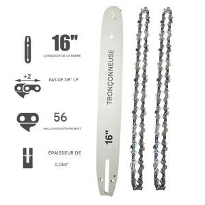Guide Chaîne et Chaîne Tronçonneuse pour Outils de Menuiserie