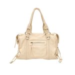 Sac en cuir vintage Klassi avec style rétro et accents tressés, beige