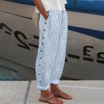 Pantalon Femme Confortable Taille Élastique Quotidien Bleu