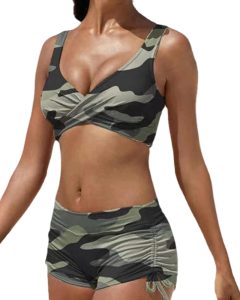 Bikini femme chinlon décolleté V bretelles ajustables