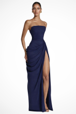 Robe Maxi Femme Bustier Froncée Fendue Invitée Mariage Été