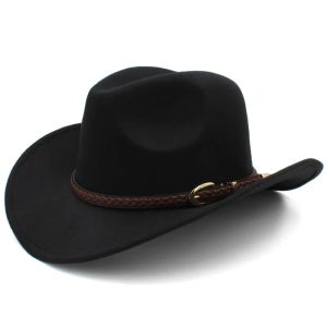 Chapeau Western unisexe large bordure ajustable