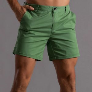 Short Chino Homme Coupe Ajustée Respirant Été