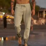 Pantalon homme lin respirant estival décontracté
