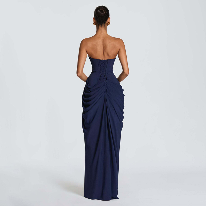 Robe Maxi Femme Bustier Froncée Fendue Invitée Mariage Été – Image 10