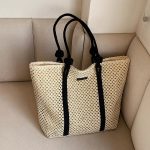 Grand sac cabas paille tressée femme été zippé