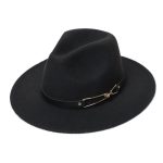 Chapeau Fedora Laine Ajustable Bague Dorée