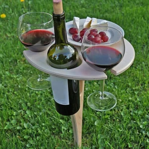 Table à vin pliante en bois portable extérieur