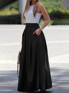 Jupe femme fluide longue à poches élégante