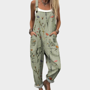 Salopette Femme Imprimée Vert Coupe Droite Loisir