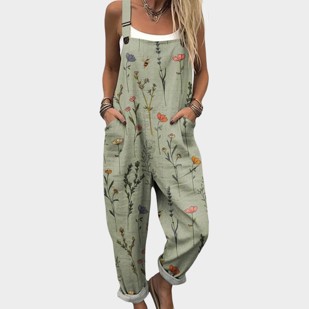 Salopette Femme Imprimée Vert Coupe Droite Loisir