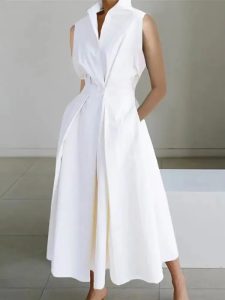 Robe Midi Femme A-line sans manches | Tenue Bureau & Quotidien
