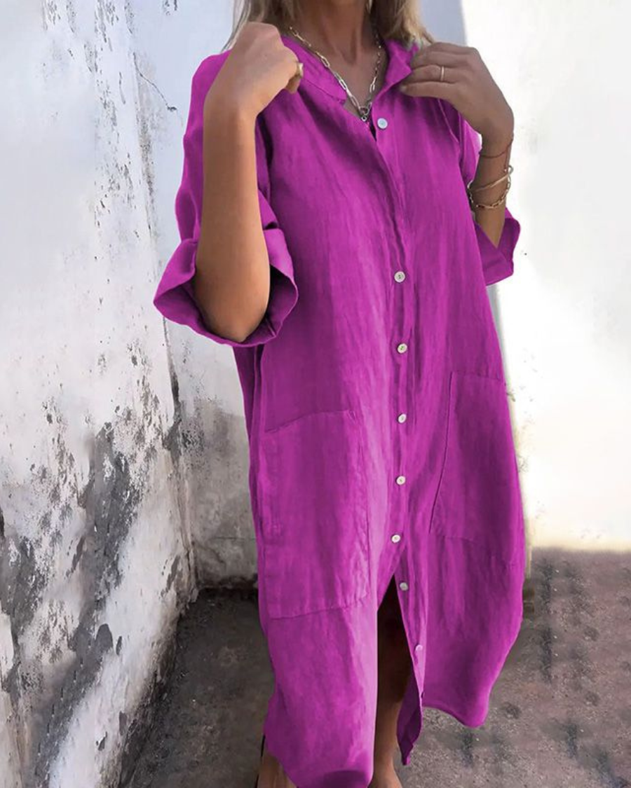 Tunique longue femme coton lin coupe ample – Image 5
