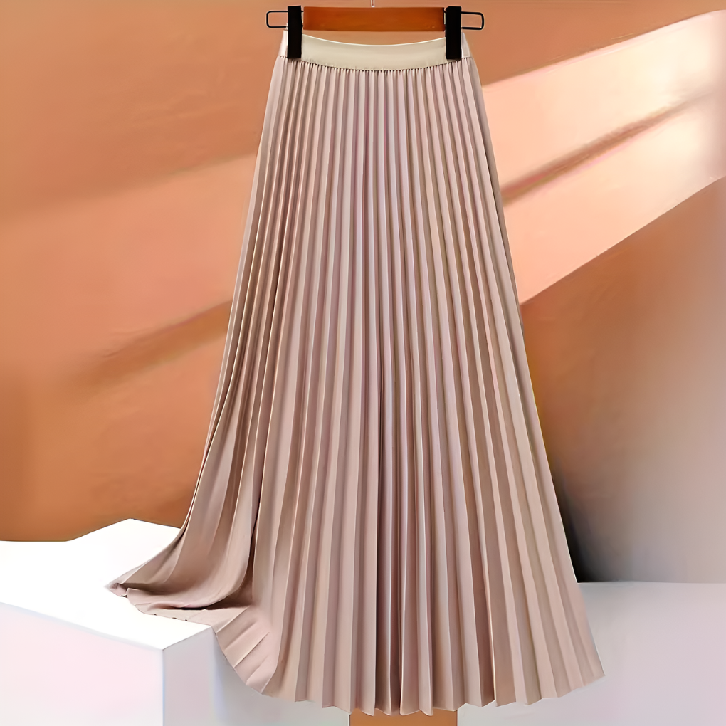 Jupe plissée satin femme – Coupe midi taille haute chic – Image 5
