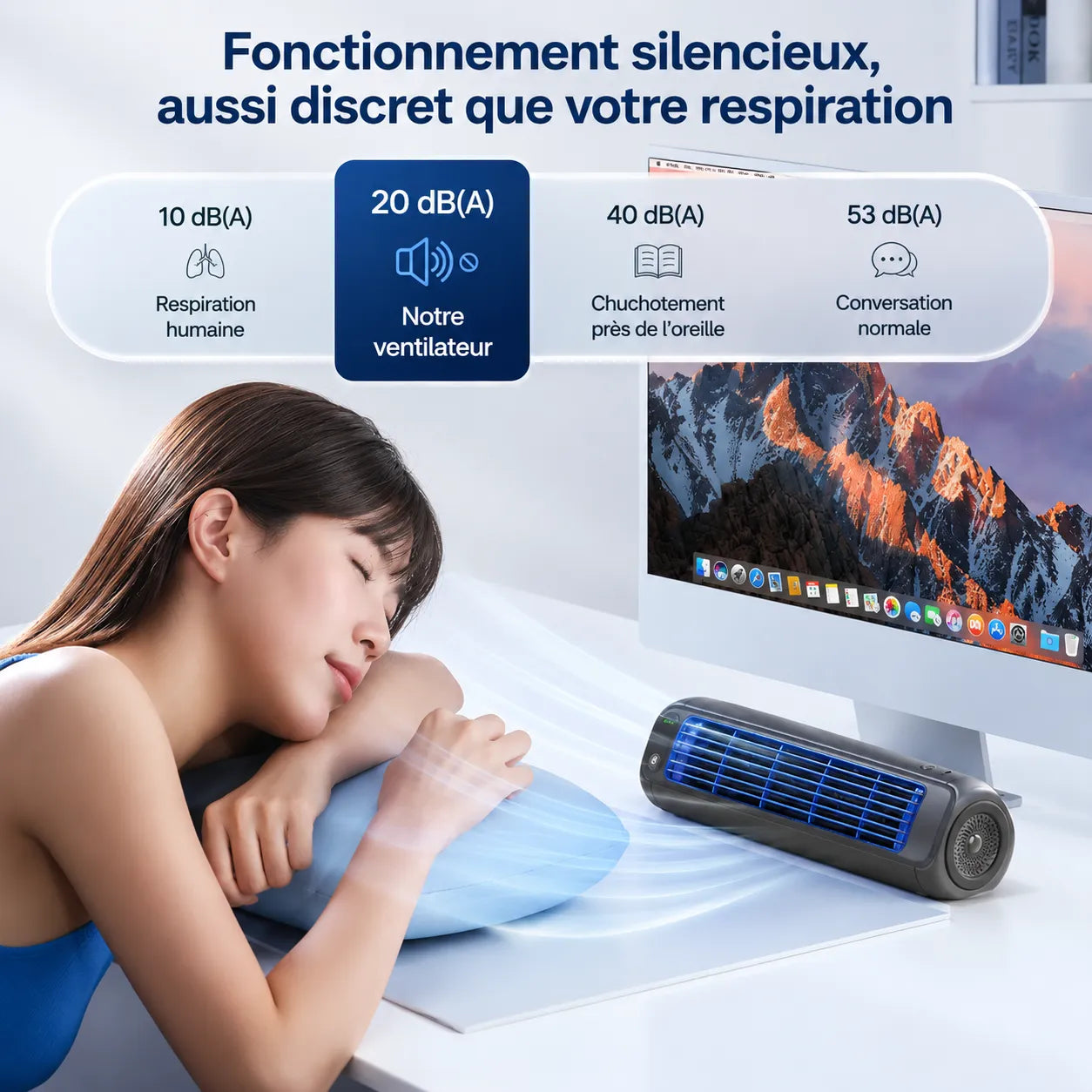 Ventilateur portable rechargeable 2000mAh mural et bureau – Image 8