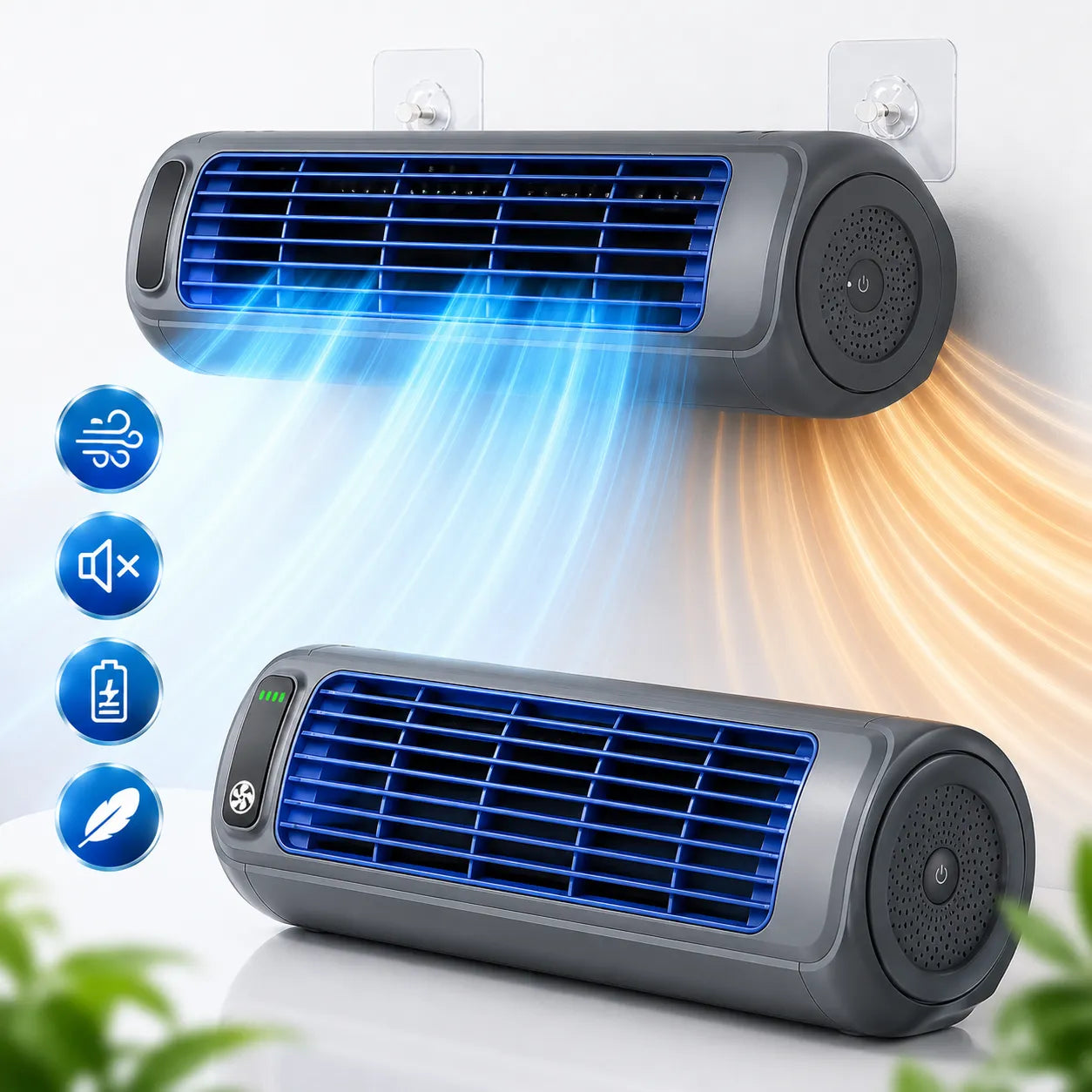 Ventilateur portable rechargeable 2000mAh mural et bureau – Image 11