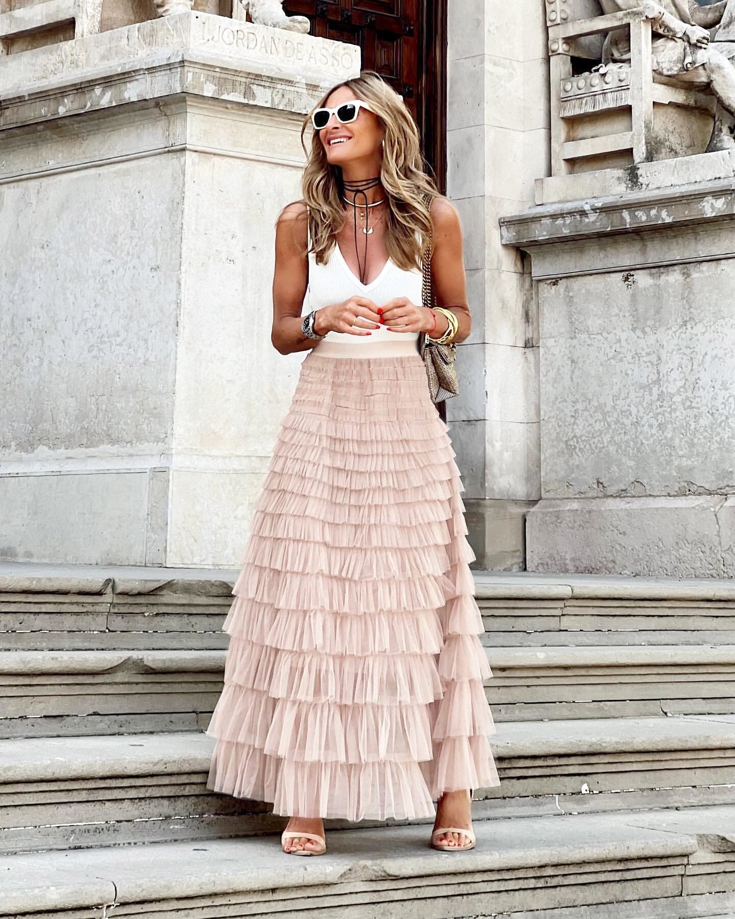 Jupe Maxi Tulle Plissée Confortable Femme – Image 4