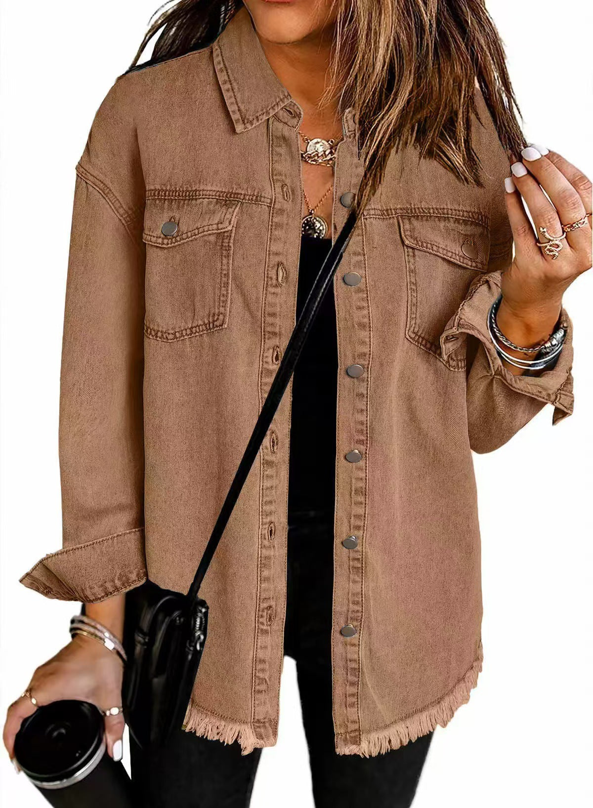 Blouson Denim Femme Ourlet Effiloché Saisonnière – Image 6