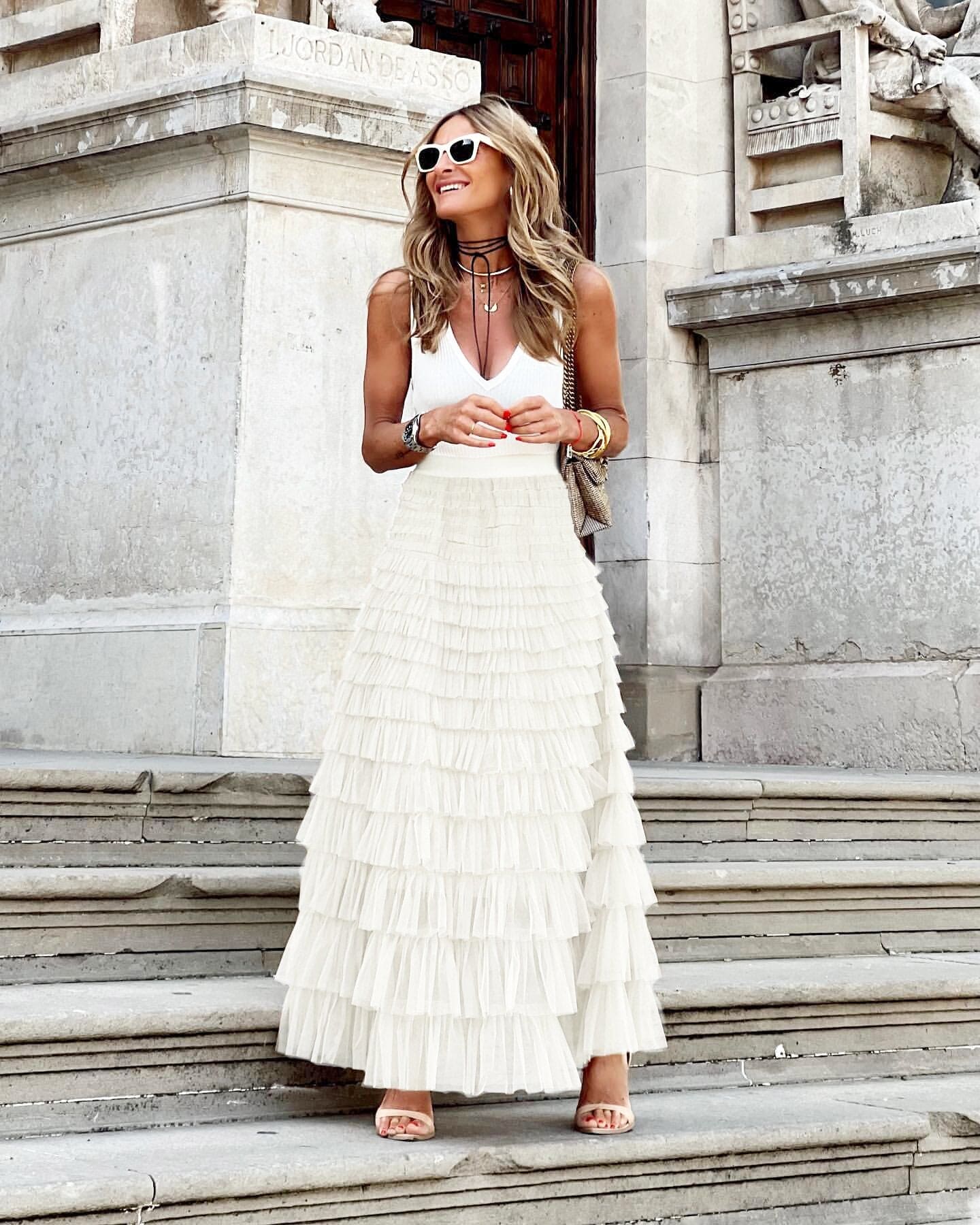 Jupe Maxi Tulle Plissée Confortable Femme – Image 2