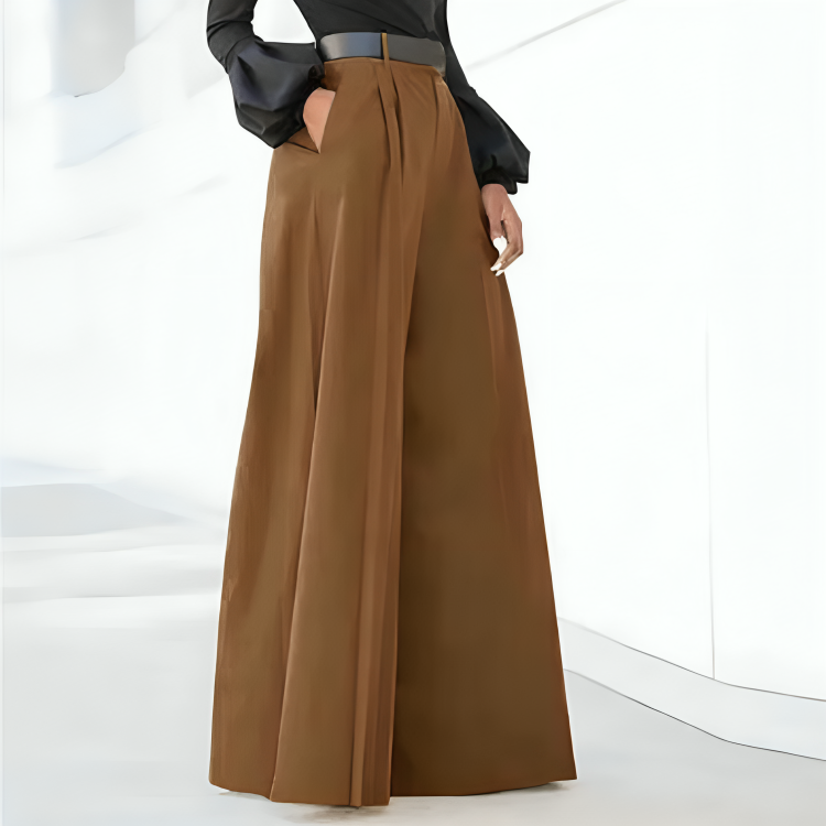 Pantalon Femme Large Taille Haute Plissé Fluide Décontracté – Image 5