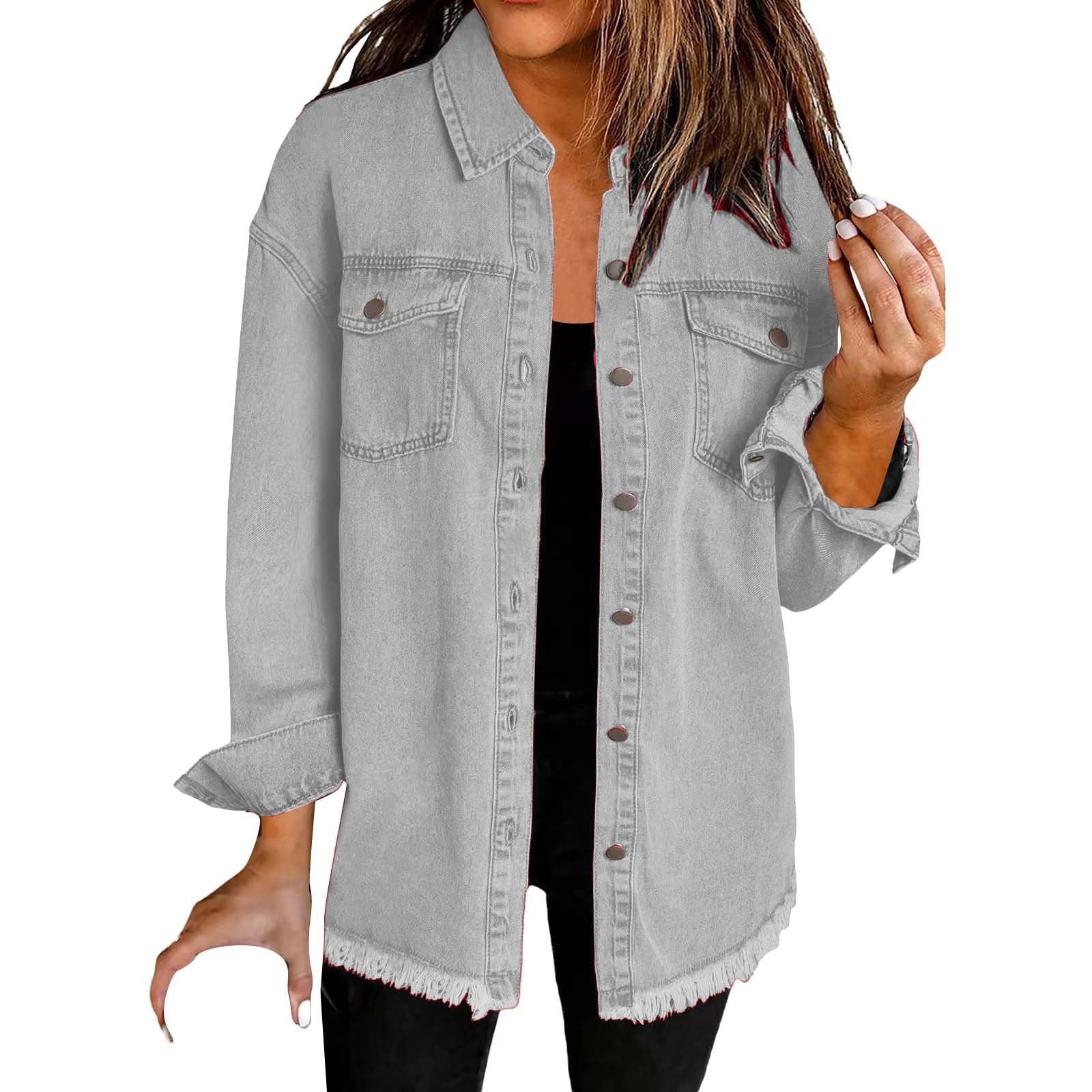 Blouson Denim Femme Ourlet Effiloché Saisonnière – Image 13