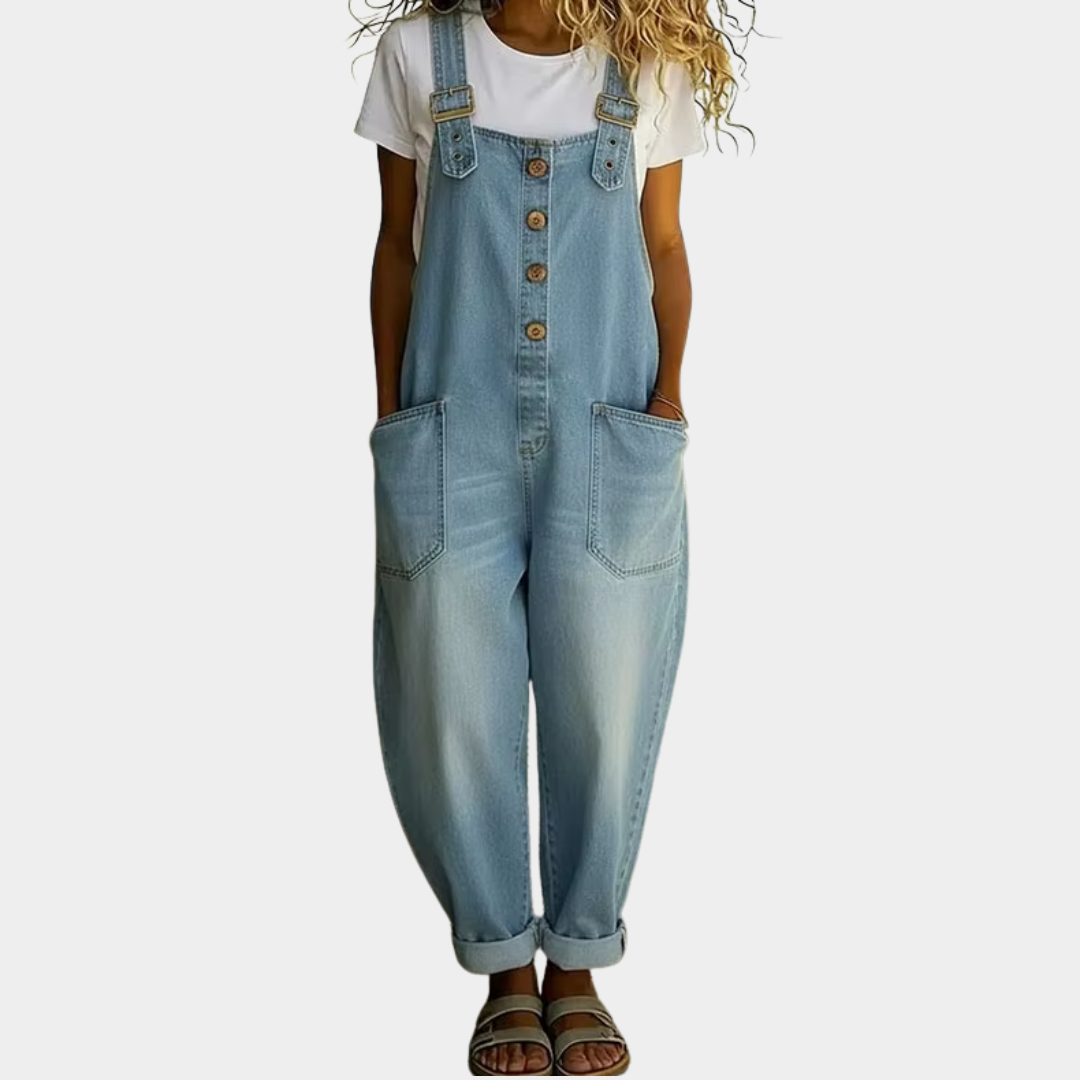 Salopette Femme Confortable Jambes Larges Effet Denim