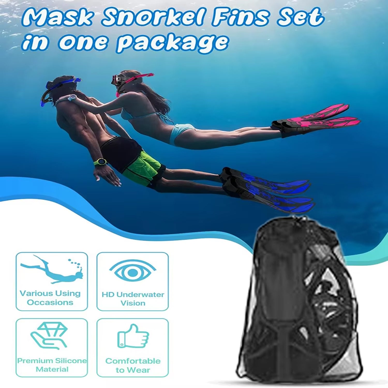 Kit Snorkeling Adulte Vision Panoramique Anti-Buée – Image 9