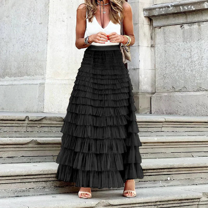 Jupe Maxi Tulle Plissée Confortable Femme – Image 5