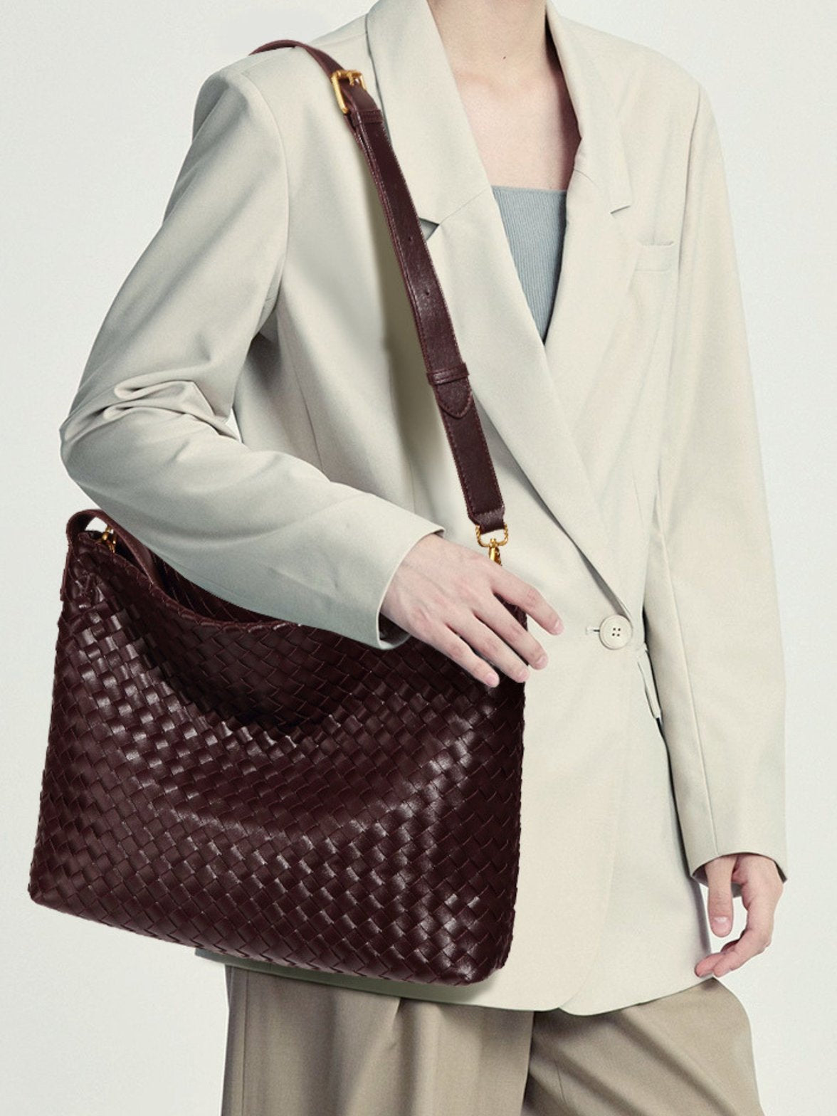 Grand sac femme vegan tressé pour travail quotidien – Image 10