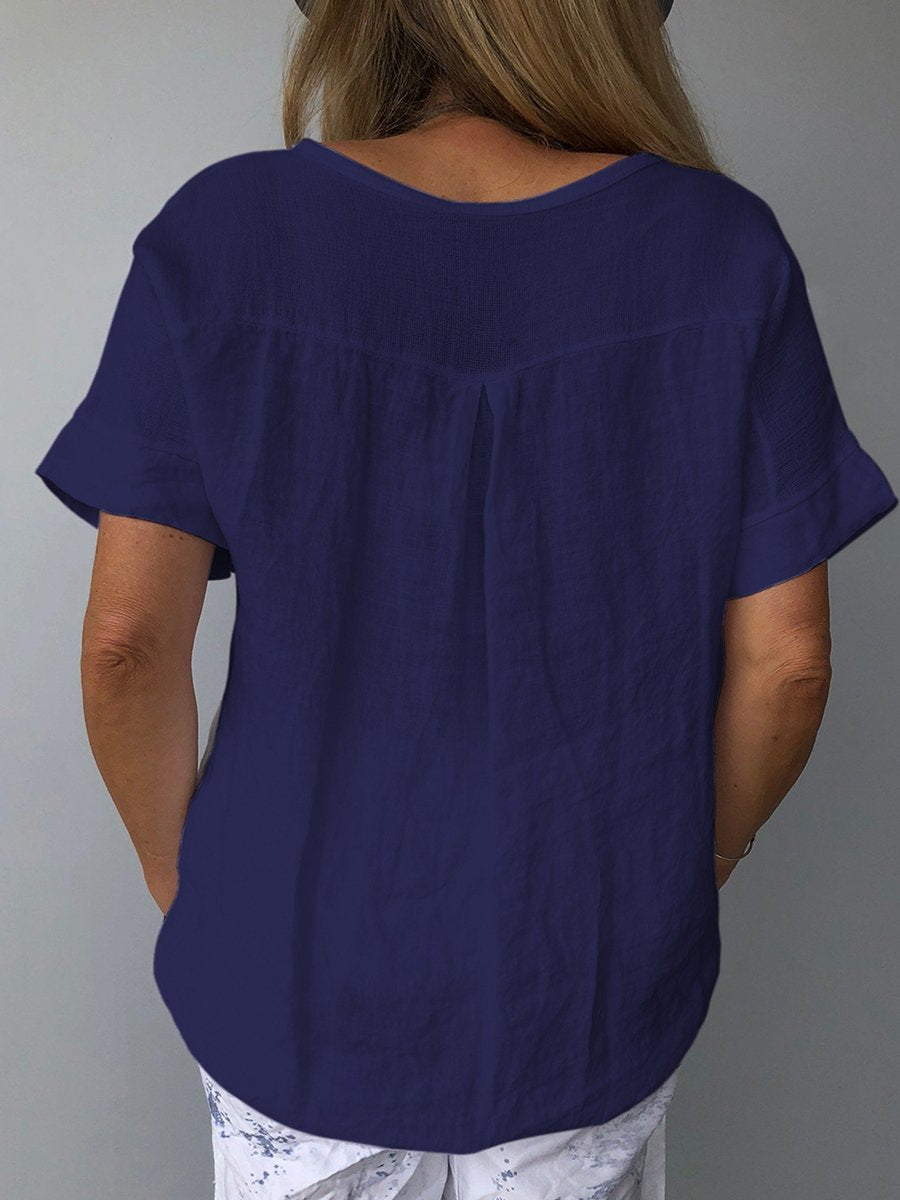 Haut femme coton lin décontracté respirant léger – Image 5