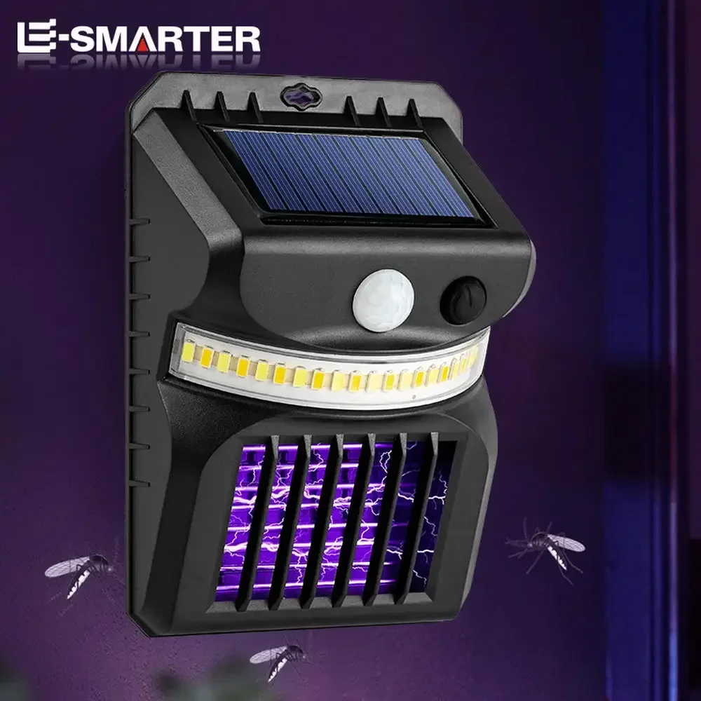 Borne Solaire LED Jardin Anti-Insectes Détecteur Mouvement