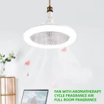 Lustre Ventilateur E27 LED Rotatif Dimmable Télécommandé