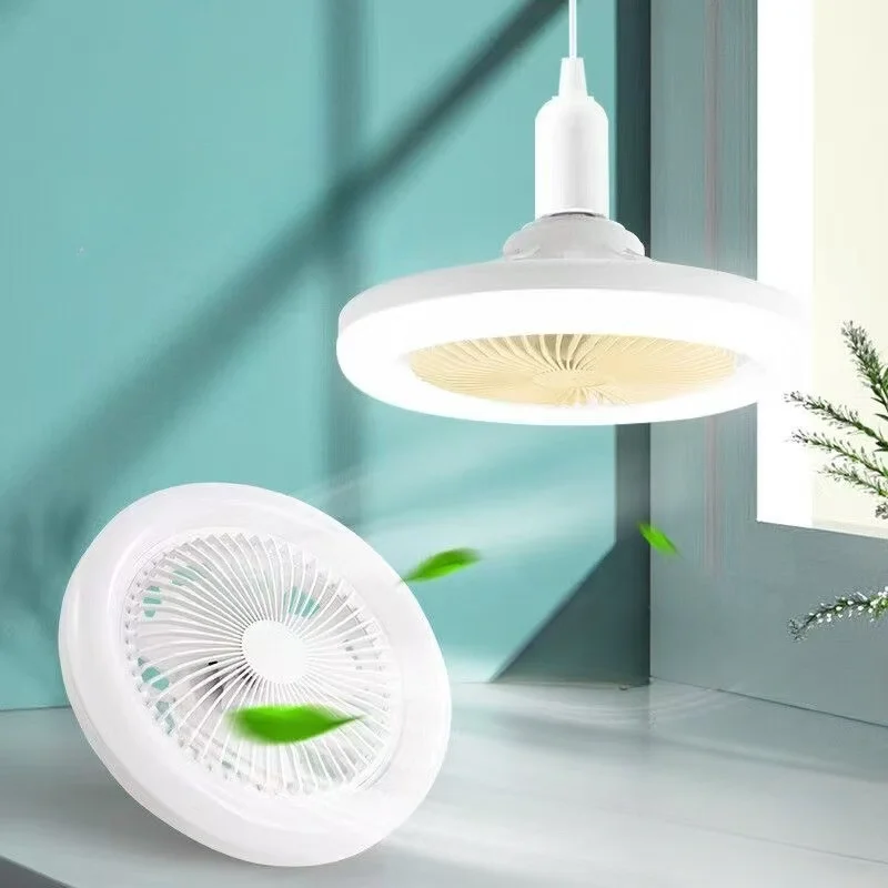 Lustre Ventilateur E27 LED Rotatif Dimmable Télécommandé – Image 4