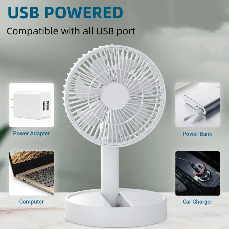 Ventilateur pliable USB 7 pales batterie longue durée