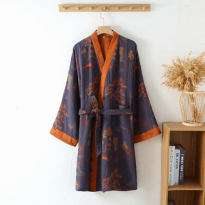 Robe de chambre coton gaufré moelleux unisex détente