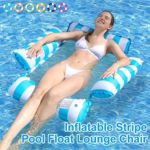 Matelas Flottant Gonflable Rayé | Pompe Rapide Plage Piscine