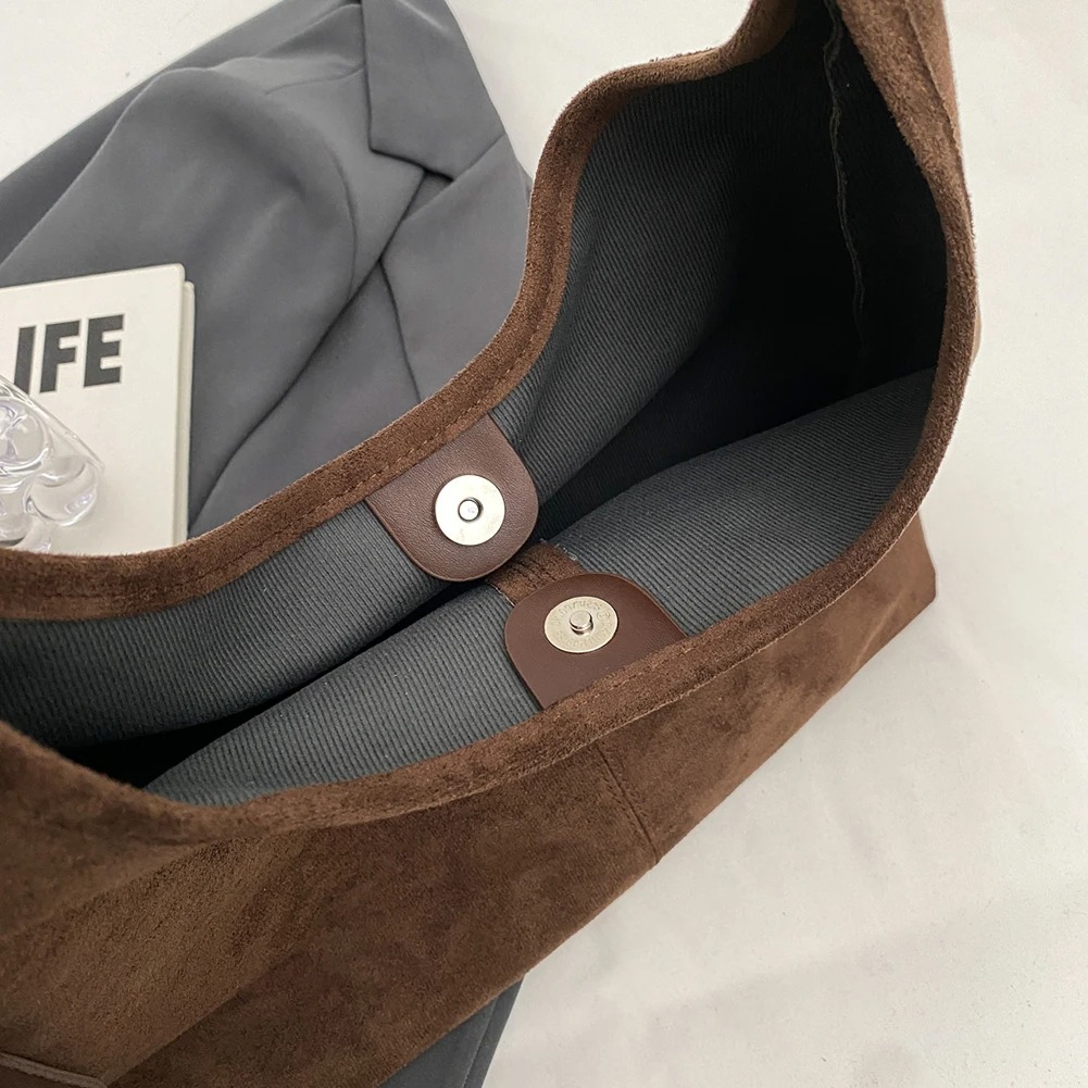 Sac à main femme daim design coffre poignée confortable – Image 6