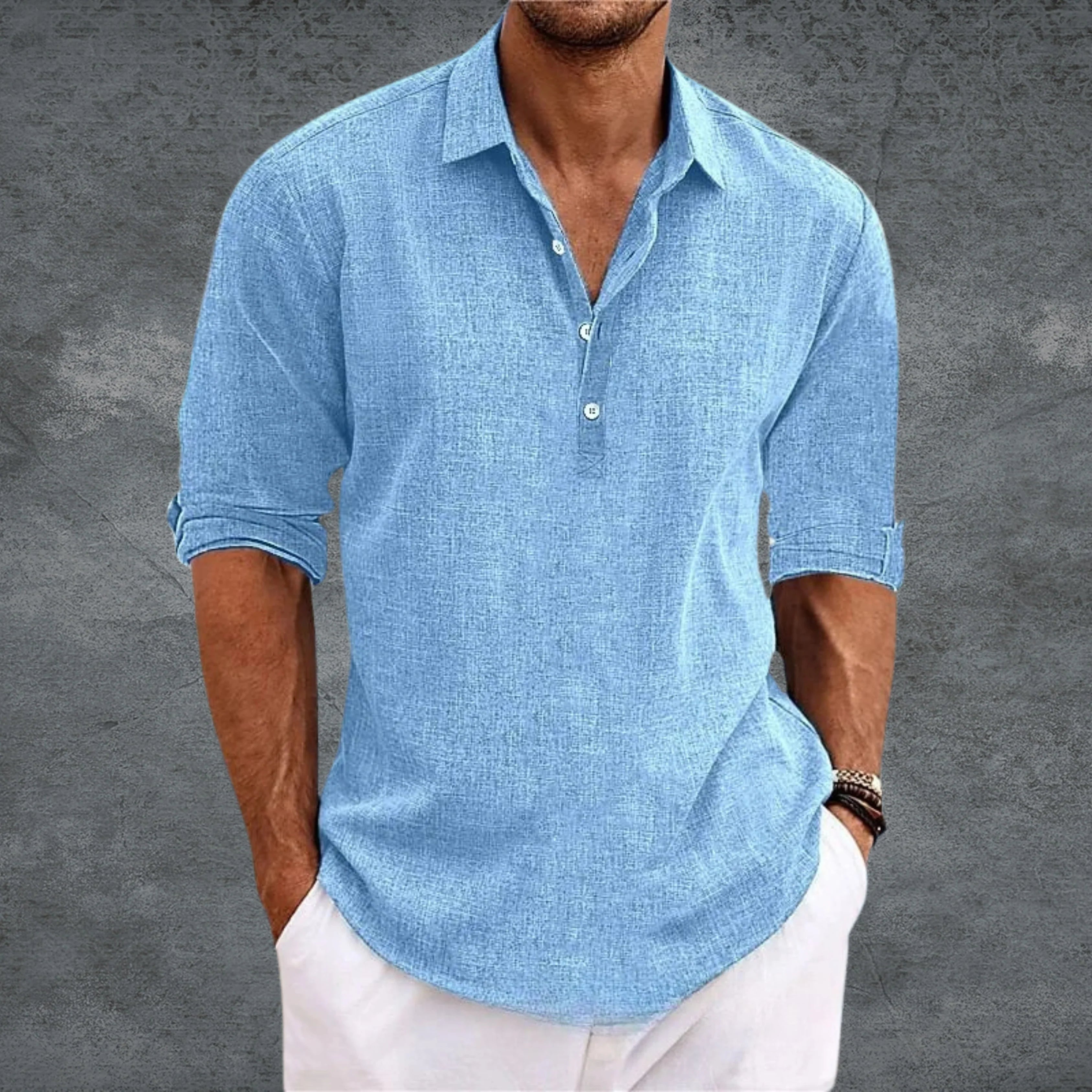 Chemise homme légère respirante col ouvert – Image 3