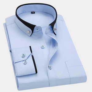 Chemise homme coton respirant col contrasté