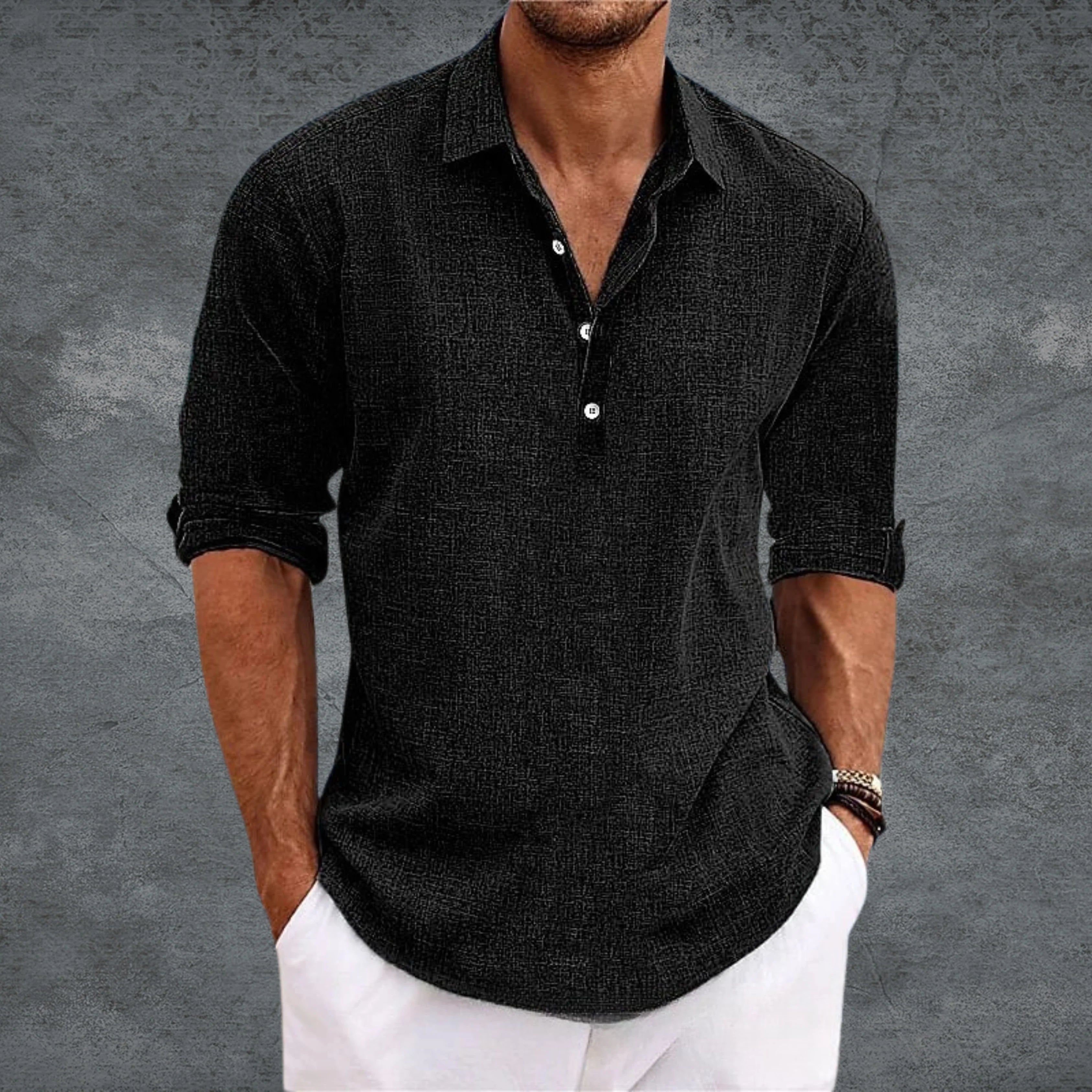 Chemise homme légère respirante col ouvert – Image 2