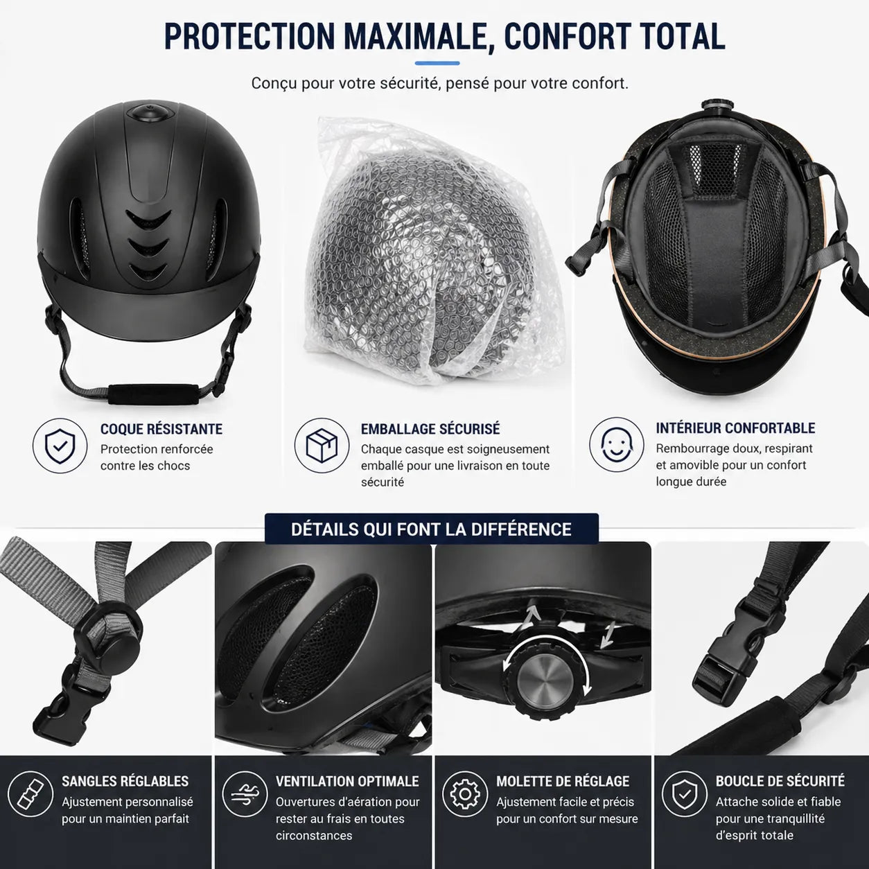 Casque équitation adulte ado double couche mousse EPS – Image 8